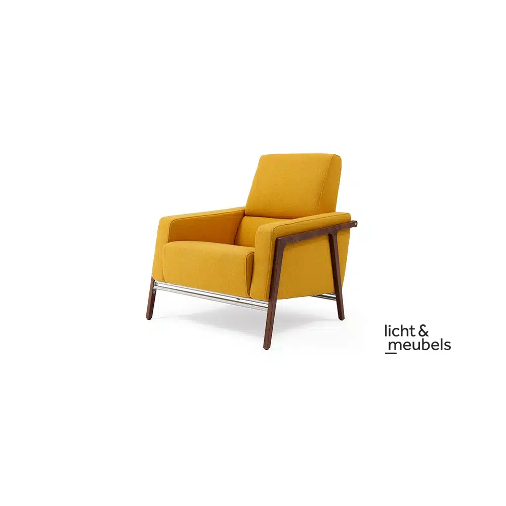Harvink - Splinter High Back. Retro and versatile frame American walnut armchair. Fabric: Hallingdal 457 Frame: American walnut or sanded chrome